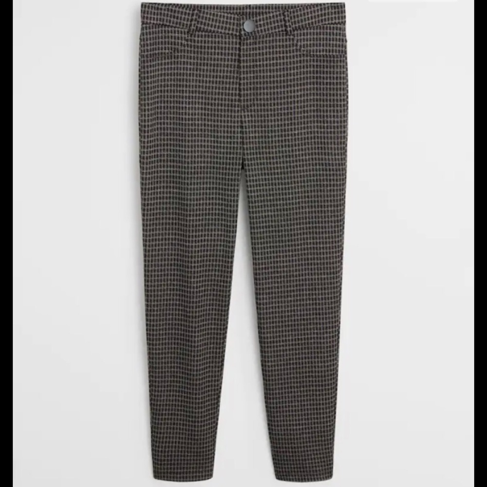 Violeta by Mango Printed Plaid Ponte Leggings BLK